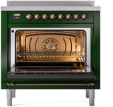 Nostalgie II 36 Inch Electric Freestanding Range in Emerald Green with Bronze Trim