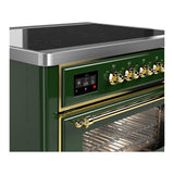 ILVE UMIB36NR3EGG Majestic III 36 inch Induction Range with 6 Elements, 3.5 cu. ft. Total Oven Capacity (Triple Glass Door, Emerald Green, Brass)