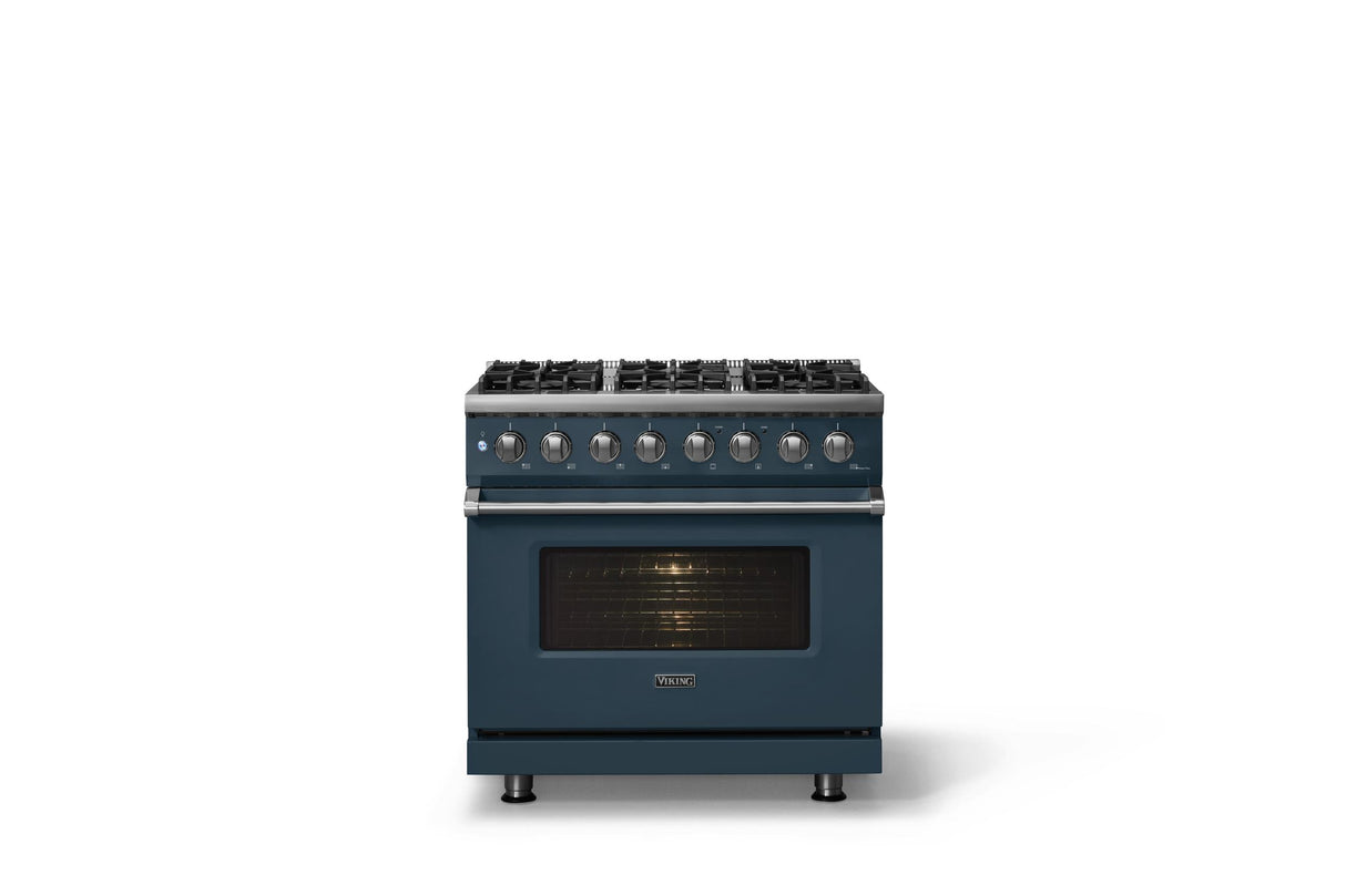 36"W. Dual Fuel Range (Burner: 6b, Finish: Squall, Trim: Polished Chrome, Fuel: Natural Gas)