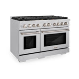 ZLINE 48 in. 6.7 cu. ft. Double Oven Gas Range in Stainless Steel with 8 Brass Burners (SGR-BR-48)