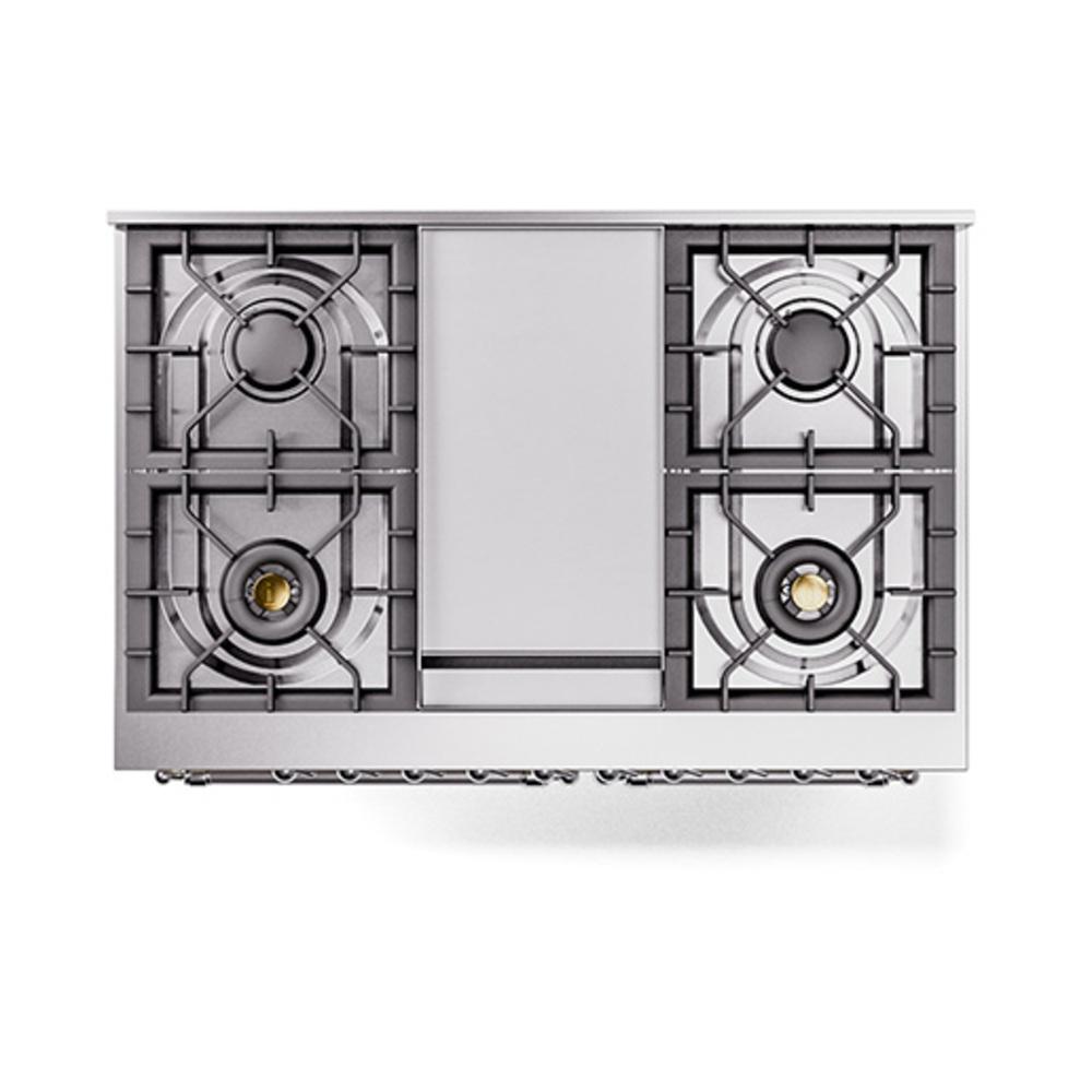 ILVE UND40FQNMPAWC Nostalgie II Noblesse 40 inch Dual Fuel Range (Natural Gas, Solid Door, Antique White, Chrome)