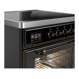 ILVE UMIB30NR3BKB Majestic III 30 inch Induction Range with 4 Elements, 4 cu. ft. Oven Capacity (Triple Glass Door, Glossy Black, Burnished)