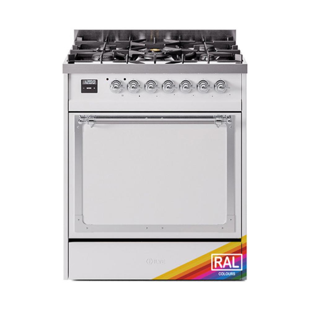 ILVE UN30QNMPRAC Nostalgie II Noblesse 30 inch Dual Fuel Range (Natural Gas, Solid Door, RAL, Chrome)