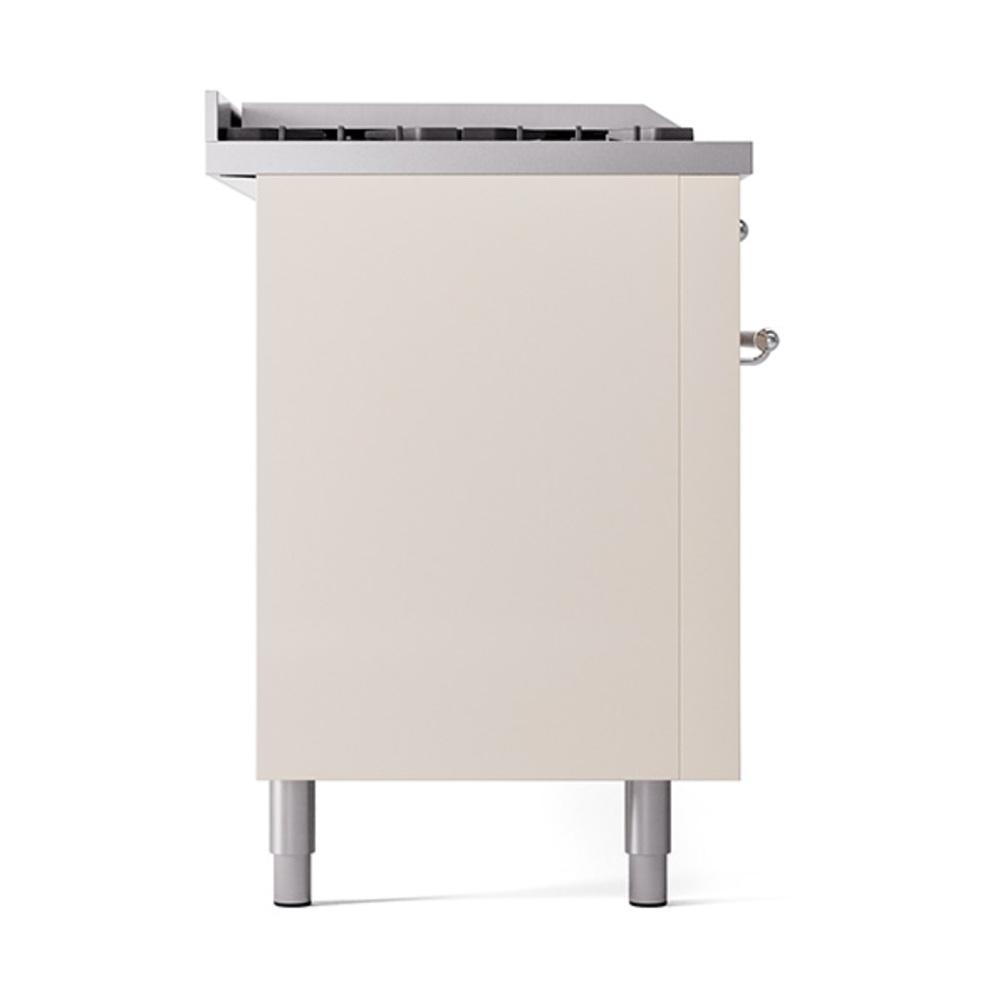 ILVE UN60FSQNMPAWC Nostalgie II Noblesse 60 inch Dual Fuel Range (7 Sealed Burners + Griddle + French Top, Natural Gas, Solid Door, Antique White, Chrome)