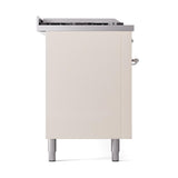 ILVE UN60FSQNMPAWC Nostalgie II Noblesse 60 inch Dual Fuel Range (7 Sealed Burners + Griddle + French Top, Natural Gas, Solid Door, Antique White, Chrome)