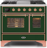 Majestic II 40 Inch Dual Fuel Liquid Propane Freestanding Range in Emerald Green with Copper Trim