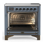 ILVE UMIB36QNR3BGB Majestic III 36 inch Induction Range with 6 Elements, 3.5 cu. ft. Total Oven Capacity (Solid Door, Blue Grey, Burnished)