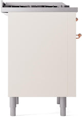 Nostalgie II 36 Inch Dual Fuel Natural Gas Freestanding Range in Antique White with Copper Trim