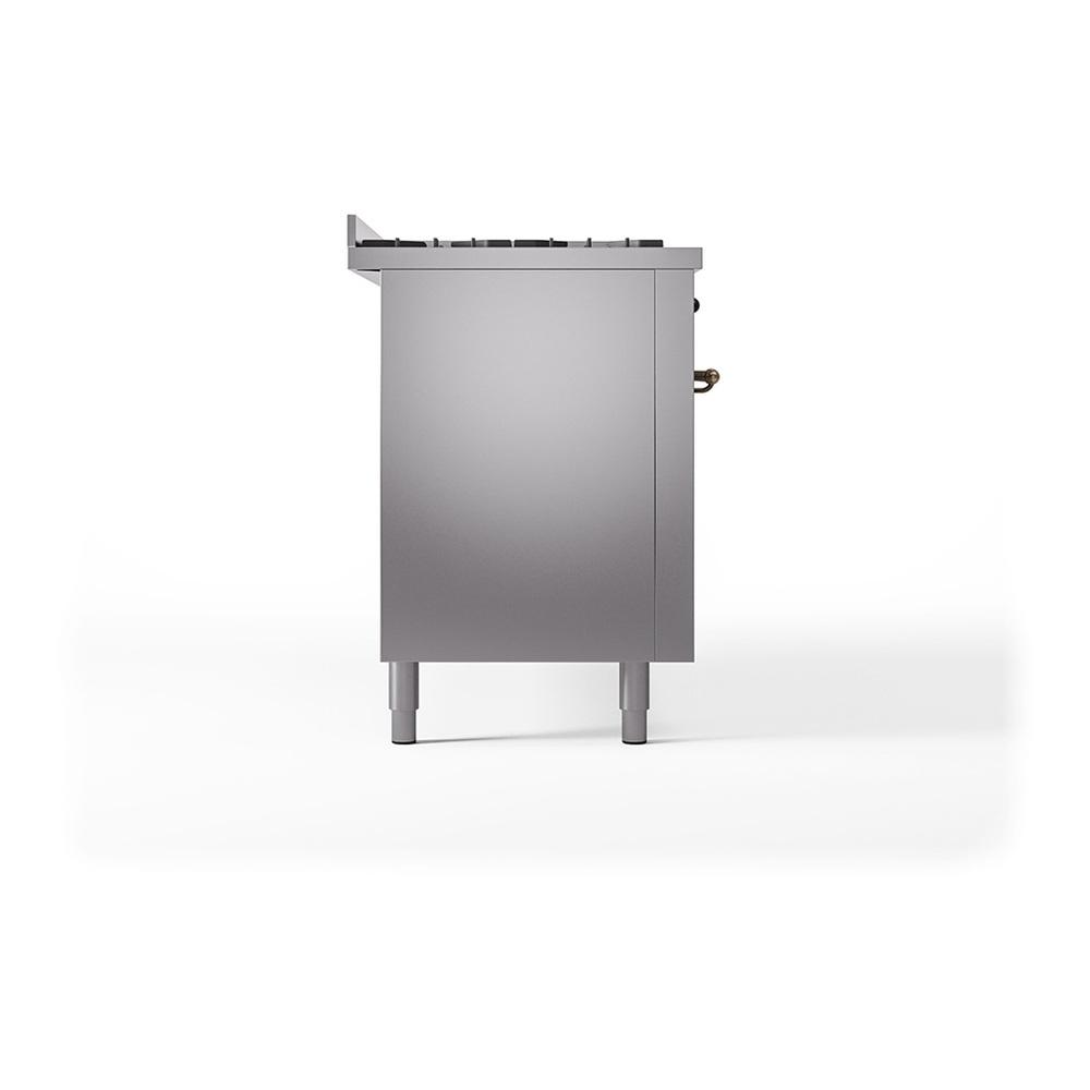 ILVE UN60FQNMPSSBLP Nostalgie II Noblesse 60 inch Dual Fuel Range (9 Sealed Burners + Griddle, Liquid Propane, Solid Door, Stainless Steel, Burnished)