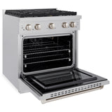 ZLINE 30 in. 4.2 cu. ft. Gas Range with Convection Gas Oven in DuraSnow' Stainless Steel with 4 Brass Burners (SGRS-BR-30)