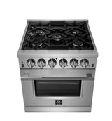 Forno Massimo 30-Inch Freestanding Gas Range, 4 Burners, True Convection Oven