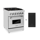ZLINE 24 in. 2.8 cu. ft. Electric Oven and Gas Cooktop Dual Fuel Range with Griddle and Brass Burners in Stainless Steel (RA-BR-GR-24)