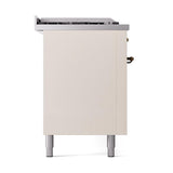 ILVE UN60FSQNMPAWB Nostalgie II Noblesse 60 inch Dual Fuel Range (7 Sealed Burners + Griddle + French Top, Natural Gas, Solid Door, Antique White, Burnished)