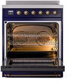 Nostalgie II 30 Inch Electric Freestanding Range in Blue with Bronze Trim
