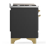 ILVE UM36FNR3MGG Majestic III 36 inch Dual Fuel Range with 6 Black Brass Burners and Griddle, Dual Function Burner up to 25,000 BTU (Triple Glass Door, Graphite Matte, Brass, Natural Gas)