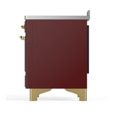 ILVE UMIB48NR3BUG Majestic III 48 inch Induction Range with 6 Elements, 5.02 cu. ft. Total Oven Capacity (Triple Glass Door, Burgundy, Brass)