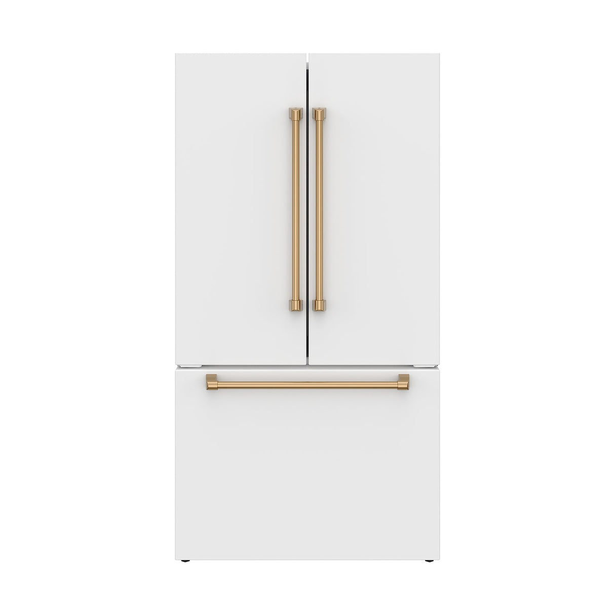 36 Inch French Door Counter Depth Refrigerator With Ice Maker - White/bronze  Gordon Ramsay Series