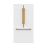 36 Inch French Door Counter Depth Refrigerator With Ice Maker - White/bronze  Gordon Ramsay Series