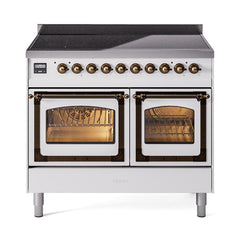 ILVE UNDI406NMPWHB Nostalgie II Noblesse 40 inch Induction Range (Triple Glass Door, White, Burnished)