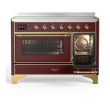 ILVE UMIB48NR3BUG Majestic III 48 inch Induction Range with 6 Elements, 5.02 cu. ft. Total Oven Capacity (Triple Glass Door, Burgundy, Brass)