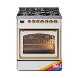 ILVE UN30NMPRAG Nostalgie II Noblesse 30 inch Dual Fuel Range (Natural Gas, Triple Glass Door, RAL, Brass)