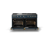 60"W. Sealed Burner Gas Range (Finish: Squall, Trim: Brushed Brass, Fuel: Natural Gas)