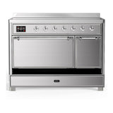 ILVE UMIB48QNR3SSC Majestic III 48 inch Induction Range with 6 Elements, 5.02 cu. ft. Total Oven Capacity (Solid Door, Stainless Steel, Chrome)