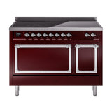 ILVE UNI486QNMPBUC Nostalgie II Noblesse 48 inch Induction Range (Solid Door, Burgundy, Chrome)