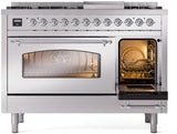 Nostalgie II 48 Inch Dual Fuel Natural Gas Freestanding Range in Stainless Steel with Chrome Trim