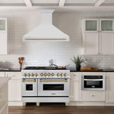 ZLINE 48 in. Autograph Edition Stainless Steel Range Hood with Stainless Steel Shell and Accented Handle (8654STZ-48) [Color: Champagne Bronze]