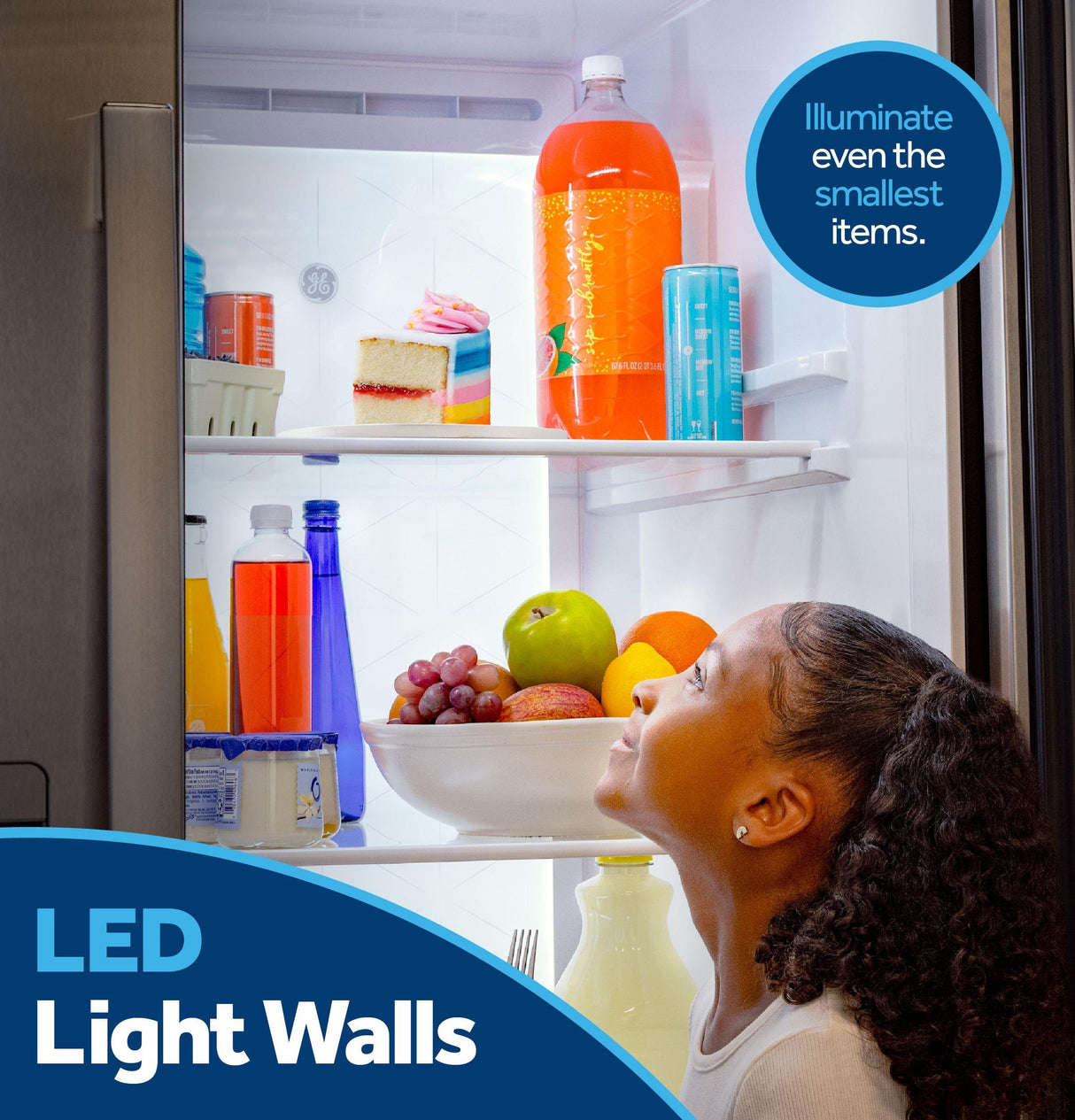 GE® 27.7 Cu. Ft. Side-By-Side Refrigerator with LED Light Walls and Extra Tall Dispenser