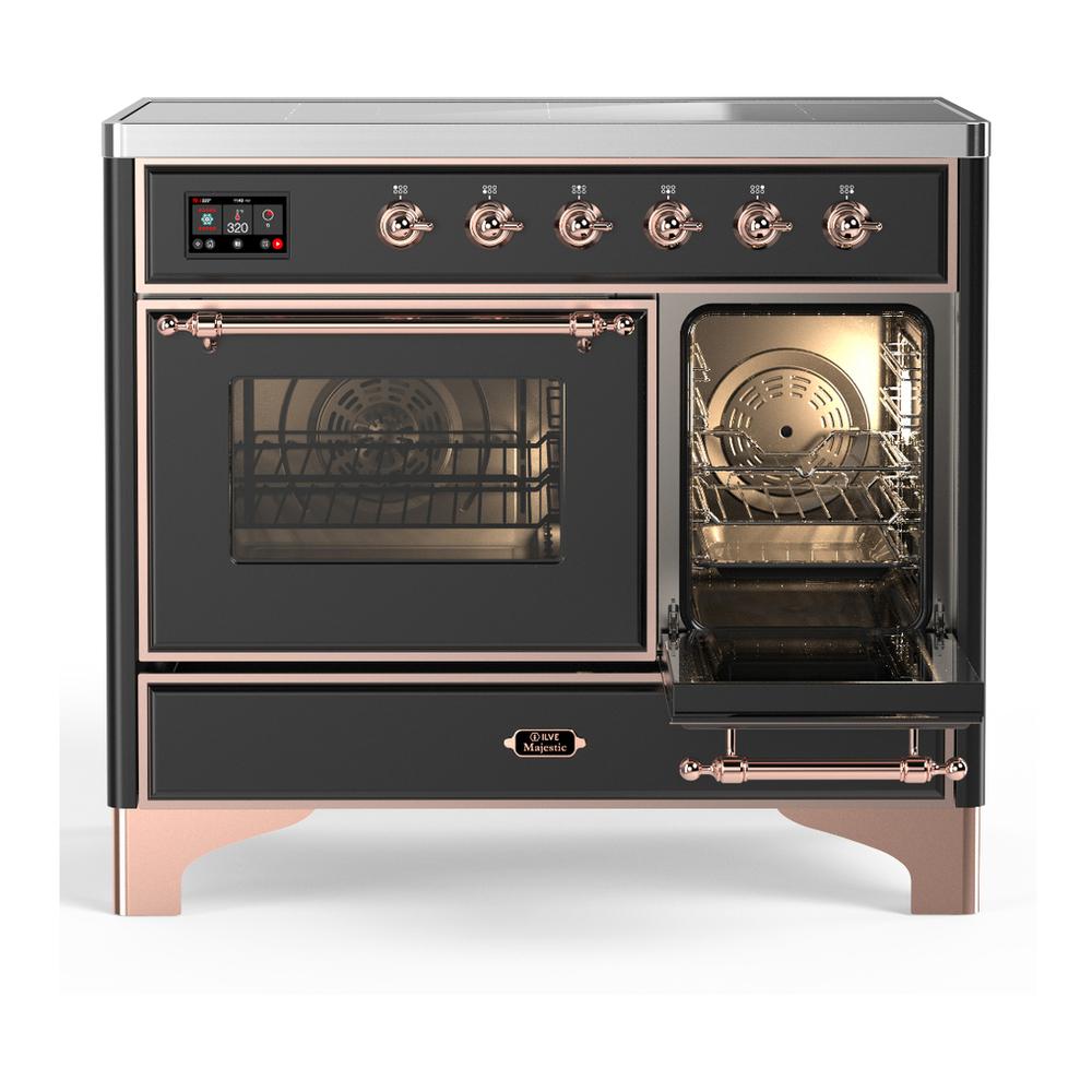 ILVE UMDIB40NR3MGP Majestic III 40 inch Induction Range with 6 Elements, 3.82 cu. ft. Total Oven Capacity (Triple Glass Door, Graphite Matte, Copper)