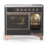 ILVE UMDIB40NR3MGP Majestic III 40 inch Induction Range with 6 Elements, 3.82 cu. ft. Total Oven Capacity (Triple Glass Door, Graphite Matte, Copper)