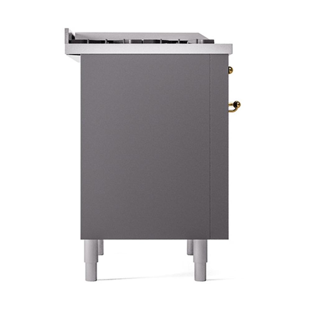 ILVE UN36FQNMPMGG Nostalgie II Noblesse 36 inch Dual Fuel Range (Natural Gas, Solid Door, Graphite Matte, Brass)