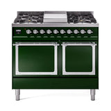 ILVE UND40FQNMPEGCLP Nostalgie II Noblesse 40 inch Dual Fuel Range (Liquid Propane, Solid Door, Emerald Green, Chrome)