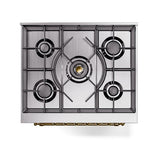 ILVE UN30QNMPBGGLP Nostalgie II Noblesse 30 inch Dual Fuel Range (Liquid Propane, Solid Door, Blue Grey, Brass)
