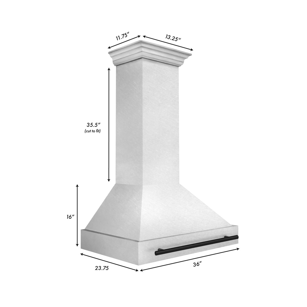 36 in. ZLINE Autograph Edition DuraSnow Stainless Steel Range Hood with Stainless Steel Shell and Colored Handle (8654SNZ-36) [Color: Matte Black]
