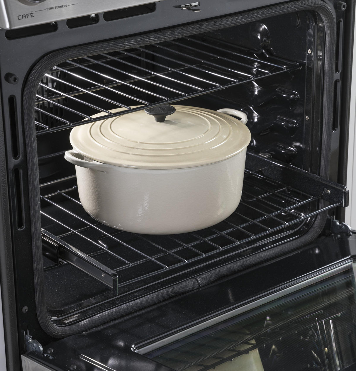 GE Cafe™ Series 30" Slide-In Front Control Dual-Fuel Range with Warming Drawer