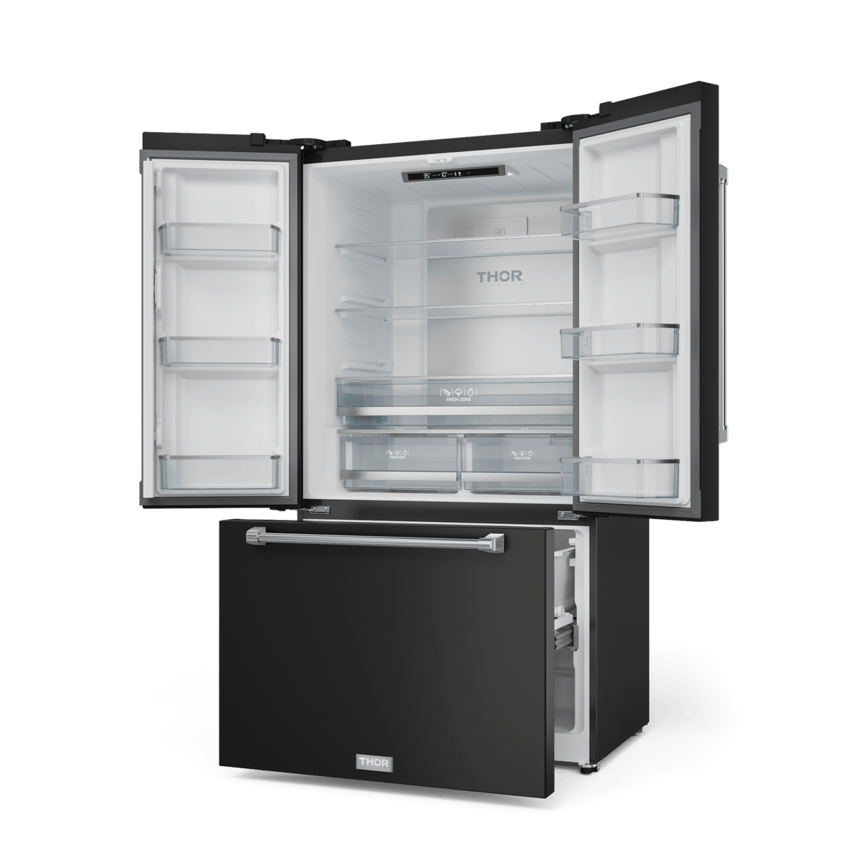 36 Inch 20.3 Cu Ft French Door Counter Depth Refrigerator With Ice Maker In Black/stainless Steel  Gordon Ramsay Series