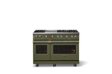 48"W. Sealed Burner Gas Range (Burner: 6g, Finish: Martini, Trim: Brushed Brass, Fuel: Propane)