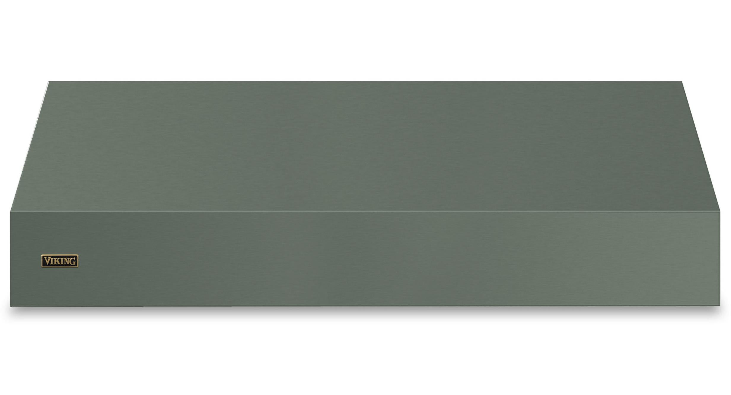 60"W. 18"H. Wall Hood (Finish: Eucalyptus, Trim: Brushed Brass)