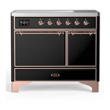 ILVE UMDIB40QNR3BKP Majestic III 40 inch Induction Range with 6 Elements, 3.82 cu. ft. Total Oven Capacity (Solid Door, Glossy Black, Copper)