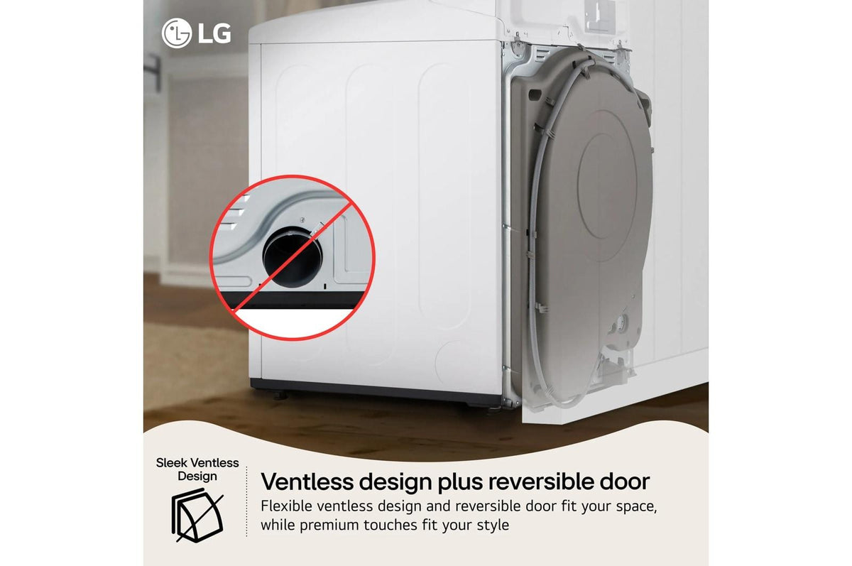 7.3 cu. ft. Ultra Large Capacity Smart Rear Control Ventless Dryer with Dual Inverter Heat Pump Technology and Inverter Direct Drive Motor System