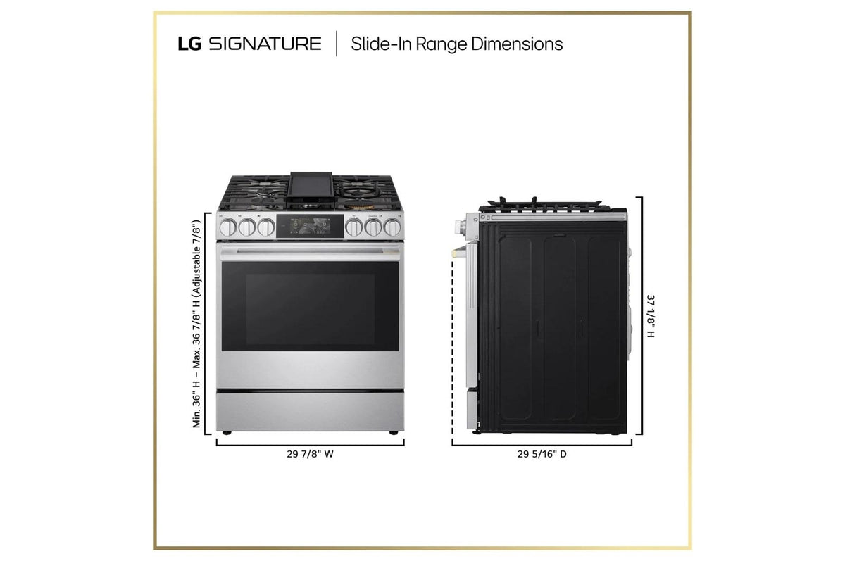LG SIGNATURE 6.3 cu. ft. Single Oven Gas Slide-in Range with Dynamic Probake Convection® , Air Fry, Air Sous Vide, Roast, and Pizza mode