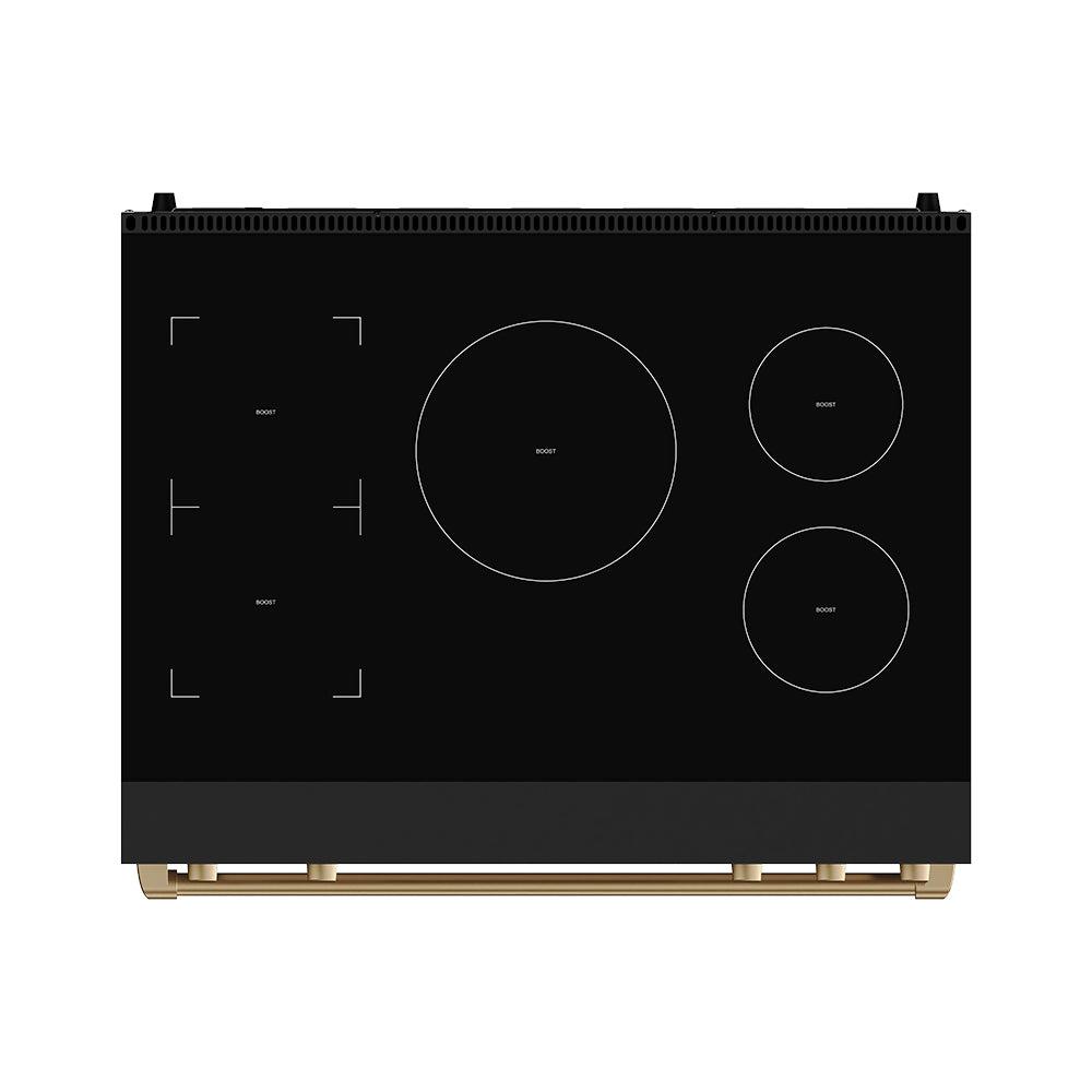 36 Inch Professional Induction Range With Tilt Panel Touch Control In Black and Bronze  Gordon Ramsay Series
