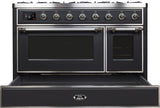 Majestic II 48 Inch Dual Fuel Natural Gas Freestanding Range in Matte Graphite with Chrome Trim