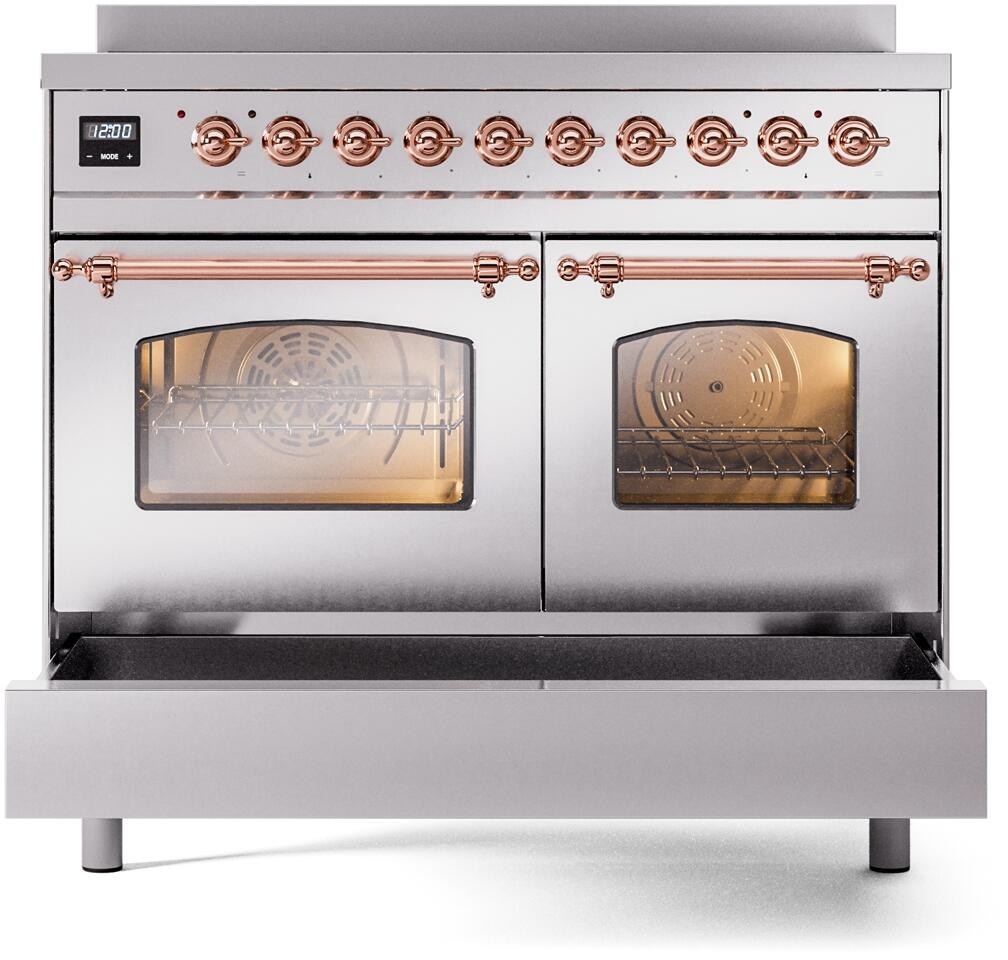 Nostalgie II 40 Inch Electric Freestanding Range in Stainless Steel with Copper Trim