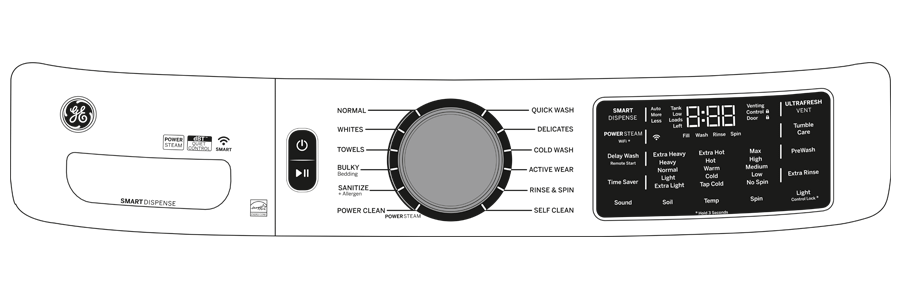 GE® ENERGY STAR® 4.8 cu. ft. Capacity Smart Front Load Steam Washer with SmartDispense™ UltraFresh Vent System with OdorBlock™ and Steam