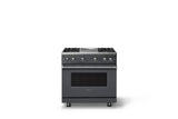 36"W. Sealed Burner Gas Range (Burner: 4g, Finish: Cast Black, Trim: Polished Chrome, Fuel: Propane)