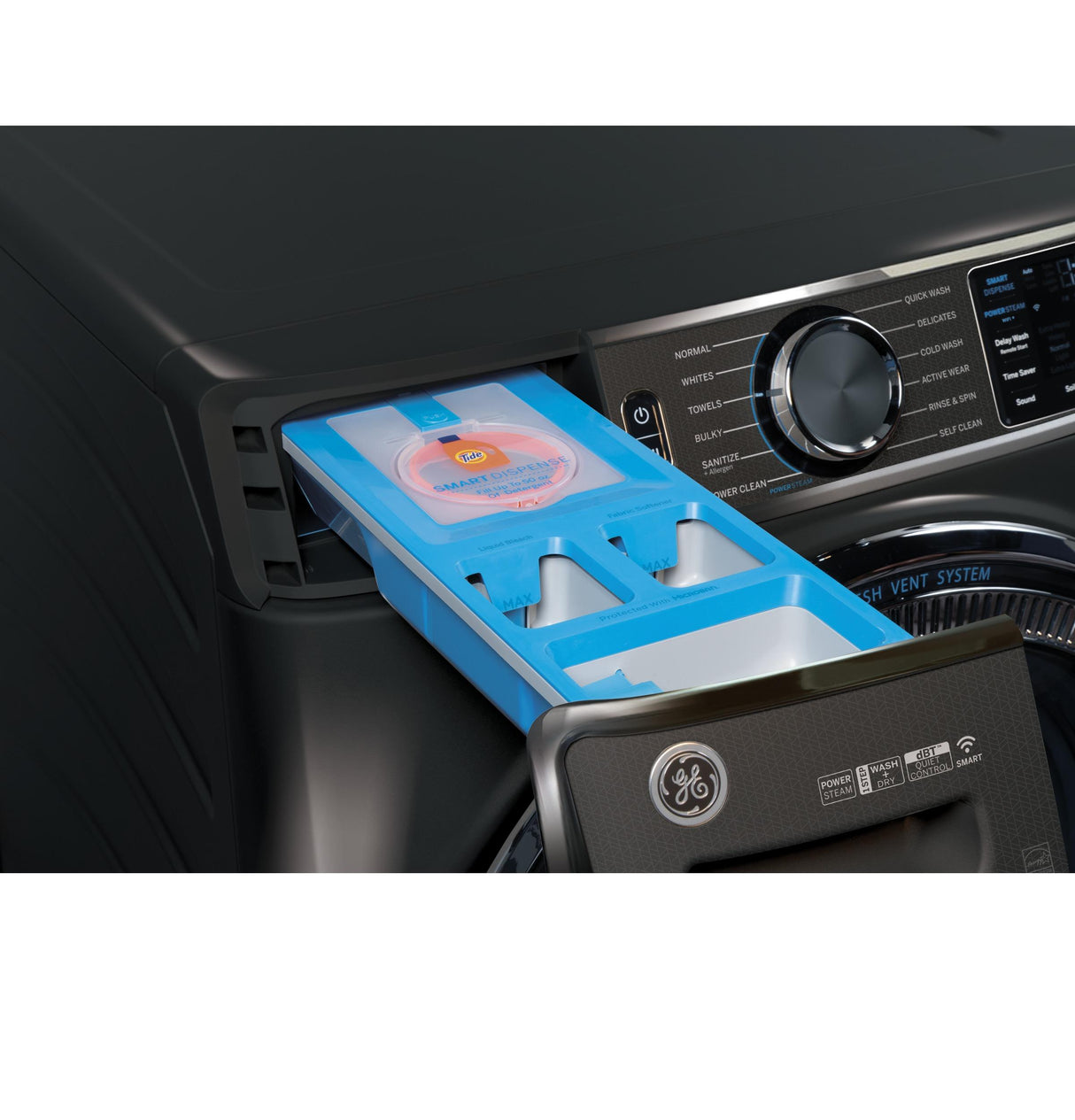 GE® 5.0 cu. ft. Capacity Smart Front Load ENERGY STAR® Steam Washer with SmartDispense™ UltraFresh Vent System with OdorBlock™ and Sanitize + Allergen
